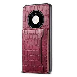 For Huawei Mate 40 Pro Crocodile Texture Card Bag Design Full Coverage Phone Case(Red)