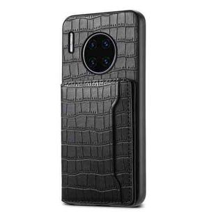 For Huawei Mate 30 Pro Crocodile Texture Card Bag Design Full Coverage Phone Case(Black)