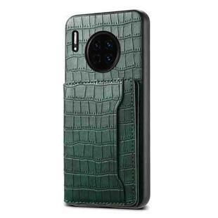 For Huawei Mate 30 Crocodile Texture Card Bag Design Full Coverage Phone Case(Green)