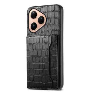 For Huawei Pura 80 5G Crocodile Texture Card Bag Design Full Coverage Phone Case(Black)