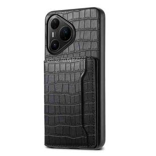 For Huawei Pura 80 Pro / 80 Pro+ 5G Crocodile Texture Card Bag Design Full Coverage Phone Case(Black)