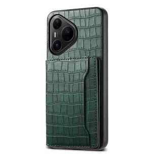 For Huawei Pura 80 Pro / 80 Pro+ 5G Crocodile Texture Card Bag Design Full Coverage Phone Case(Green)