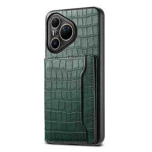 For Huawei Pura 80 Ultra 5G Crocodile Texture Card Bag Design Full Coverage Phone Case(Green)
