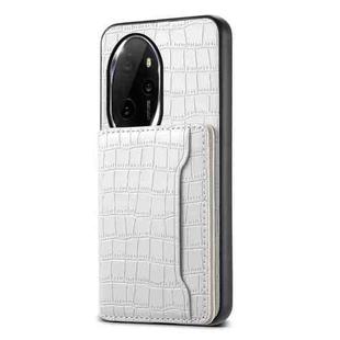 For Honor 100 Pro Crocodile Texture Card Bag Design Full Coverage Phone Case(White)