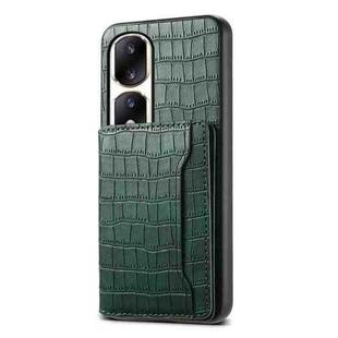 For Honor 90 Pro Crocodile Texture Card Bag Design Full Coverage Phone Case(Green)