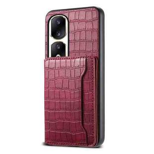 For Honor 90 Pro Crocodile Texture Card Bag Design Full Coverage Phone Case(Red)