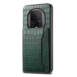 For Honor Magic5 Ultimate Crocodile Texture Card Bag Design Full Coverage Phone Case(Green)