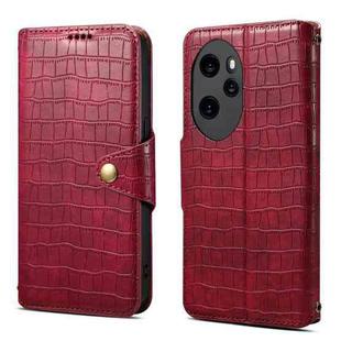 For Honor 100 Pro Denior Crocodile Texture Oil Edge Leather Phone Case(Rose Red)
