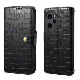 For Honor 100 Pro Denior Crocodile Texture Oil Edge Leather Phone Case(Black)
