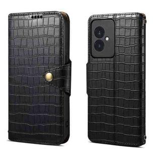 For Honor 100 Denior Crocodile Texture Oil Edge Leather Phone Case(Black)