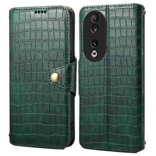 For Honor 90 Denior Crocodile Texture Oil Edge Leather Phone Case(Green)