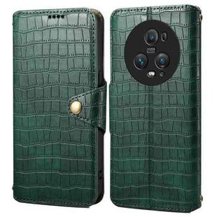 For Honor Magic5 Pro Denior Crocodile Texture Oil Edge Leather Phone Case(Green)