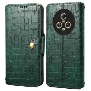 For Honor Magic5 Denior Crocodile Texture Oil Edge Leather Phone Case(Green)