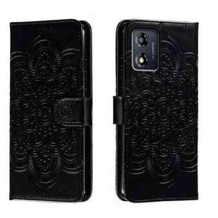 For Motorola Moto E13 Sun Mandala Embossing Pattern Phone Leather Case(Black)