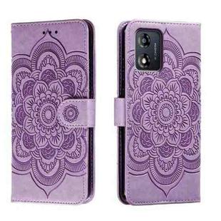 For Motorola Moto E13 Sun Mandala Embossing Pattern Phone Leather Case(Purple)