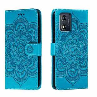 For Motorola Moto E13 Sun Mandala Embossing Pattern Phone Leather Case(Blue)