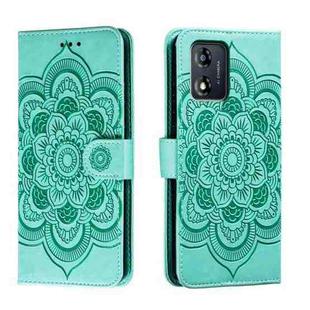 For Motorola Moto E13 Sun Mandala Embossing Pattern Phone Leather Case(Green)