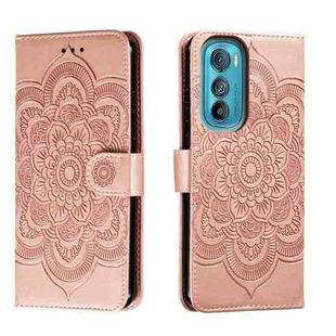 For Motorola Moto Edge 30 Sun Mandala Embossing Pattern Phone Leather Case(Rose Gold)