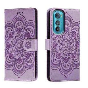 For Motorola Moto Edge 30 Sun Mandala Embossing Pattern Phone Leather Case(Purple)