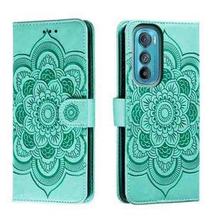 For Motorola Moto Edge 30 Sun Mandala Embossing Pattern Phone Leather Case(Green)