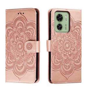 For Motorola Moto Edge 40 Sun Mandala Embossing Pattern Phone Leather Case(Rose Gold)