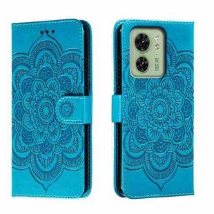 For Motorola Moto Edge 40 Sun Mandala Embossing Pattern Phone Leather Case(Blue)