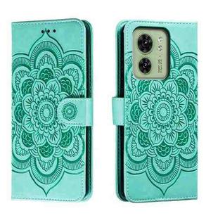 For Motorola Moto Edge 40 Sun Mandala Embossing Pattern Phone Leather Case(Green)