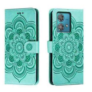 For Motorola Moto Edge 40 Neo Sun Mandala Embossing Pattern Phone Leather Case(Green)