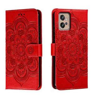 For Motorola Moto G32 Sun Mandala Embossing Pattern Phone Leather Case(Red)