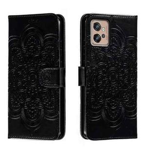 For Motorola Moto G32 Sun Mandala Embossing Pattern Phone Leather Case(Black)