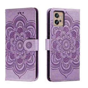 For Motorola Moto G32 Sun Mandala Embossing Pattern Phone Leather Case(Purple)