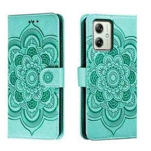 For Motorola Moto G54 Sun Mandala Embossing Pattern Phone Leather Case(Green)