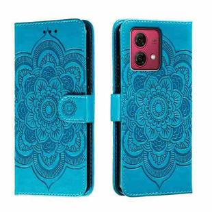 For Motorola Moto G84 Sun Mandala Embossing Pattern Phone Leather Case(Blue)