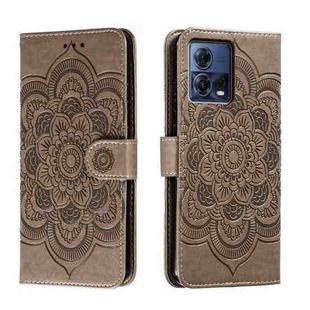 For Motorola Moto S30 Pro Sun Mandala Embossing Pattern Phone Leather Case(Grey)