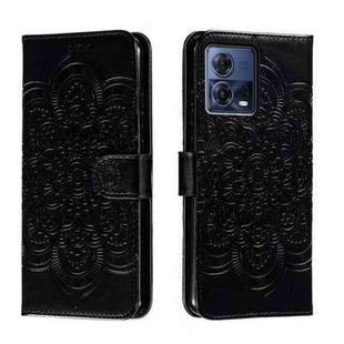 For Motorola Moto S30 Pro Sun Mandala Embossing Pattern Phone Leather Case(Black)