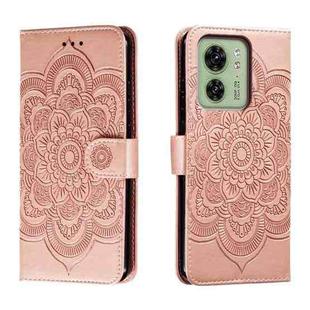For Motorola Edge 40 Sun Mandala Embossing Pattern Phone Leather Case(Rose Gold)