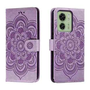 For Motorola Edge 40 Sun Mandala Embossing Pattern Phone Leather Case(Purple)