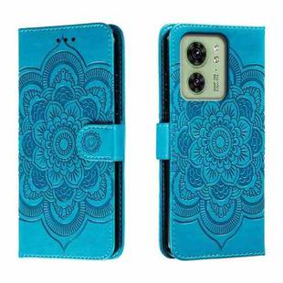 For Motorola Edge 40 Sun Mandala Embossing Pattern Phone Leather Case(Blue)