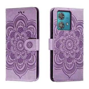 For Motorola Edge 40 Neo Sun Mandala Embossing Pattern Phone Leather Case(Purple)