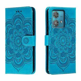 For Motorola Edge 40 Neo Sun Mandala Embossing Pattern Phone Leather Case(Blue)