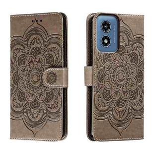 For Motorola Moto G Play 2024 Sun Mandala Embossing Pattern Phone Leather Case(Grey)