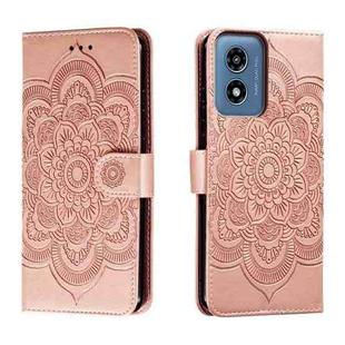 For Motorola Moto G Play 2024 Sun Mandala Embossing Pattern Phone Leather Case(Rose Gold)