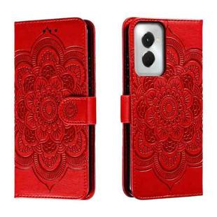 For Motorola Moto G Power 5G 2024 Sun Mandala Embossing Pattern Phone Leather Case(Red)