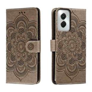 For Motorola Moto G Power 5G 2024 Sun Mandala Embossing Pattern Phone Leather Case(Grey)