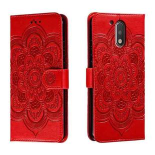 For Motorola Moto G4 Sun Mandala Embossing Pattern Phone Leather Case(Red)