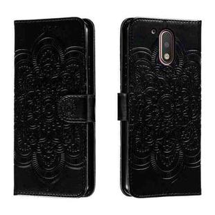 For Motorola Moto G4 Sun Mandala Embossing Pattern Phone Leather Case(Black)