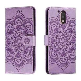 For Motorola Moto G4 Sun Mandala Embossing Pattern Phone Leather Case(Purple)