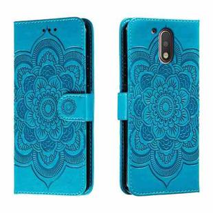 For Motorola Moto G4 Sun Mandala Embossing Pattern Phone Leather Case(Blue)