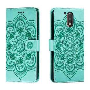 For Motorola Moto G4 Sun Mandala Embossing Pattern Phone Leather Case(Green)