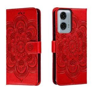 For Motorola Moto G24 Power Sun Mandala Embossing Pattern Phone Leather Case(Red)